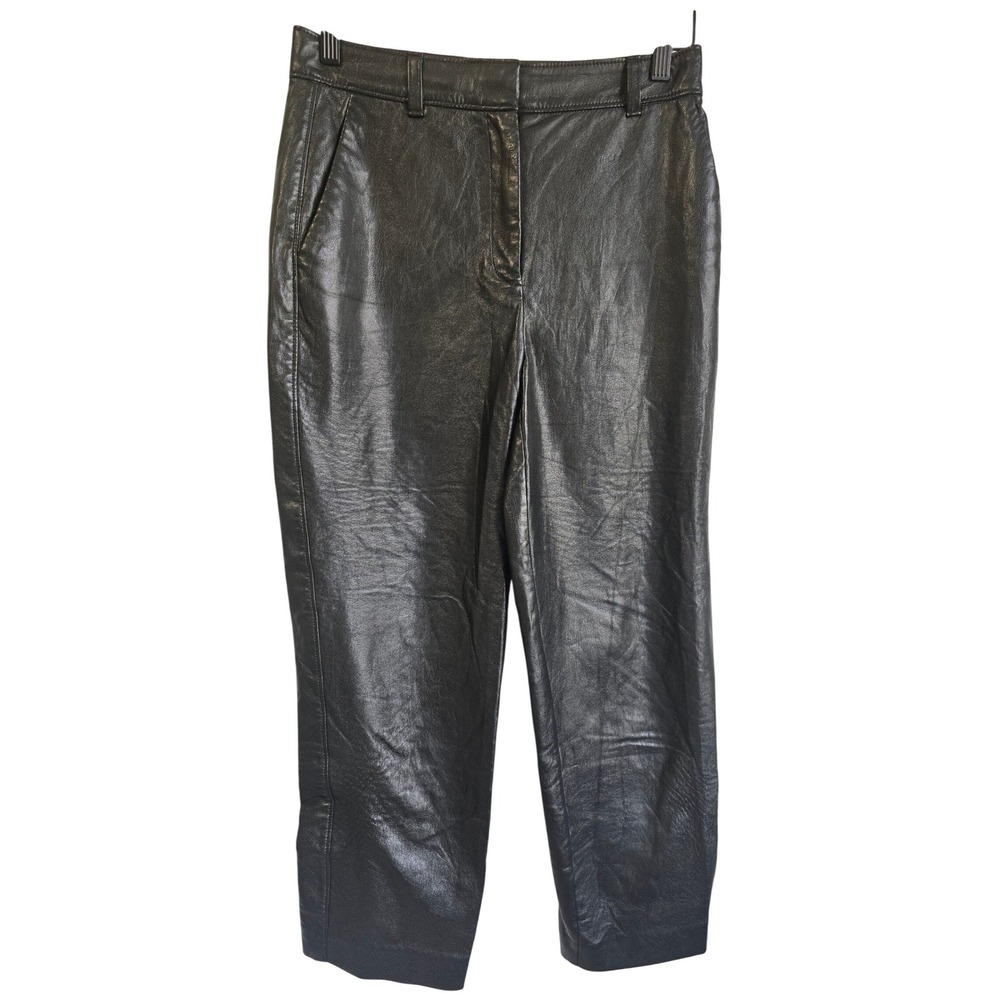 Babaton Black Vegan Leather High Rise‎ Tapered Pants Size 6 FVL1-6700-40